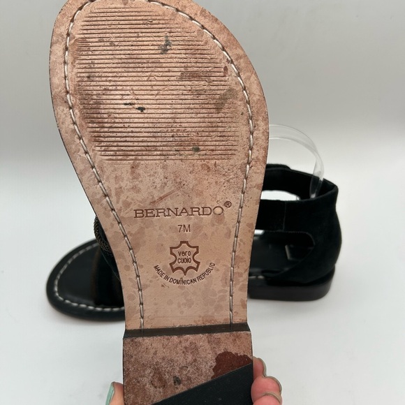 BERNARDO Theo Black Suede and Leather  Strappy Flat Sandal 7 - Picture 14 of 14